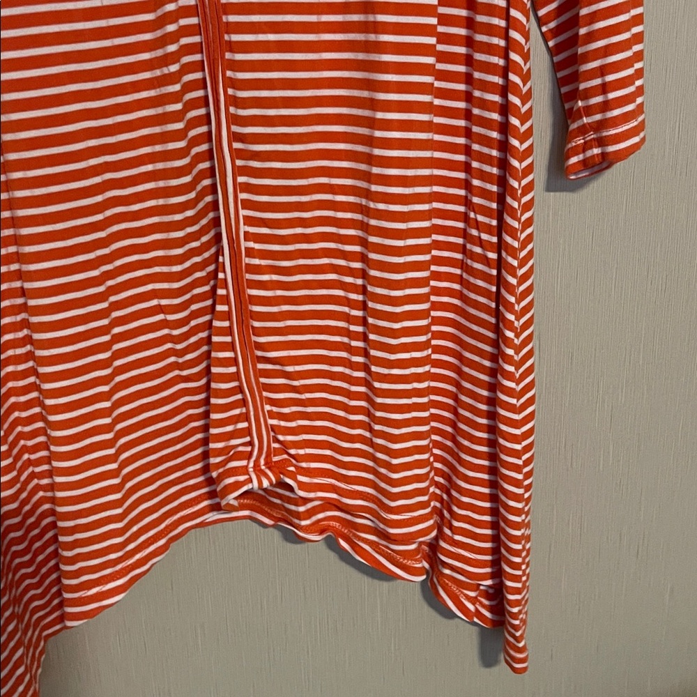 Sharon young large orange white striped shark bite top tunic keyhole v neck - Picture 4 of 4
